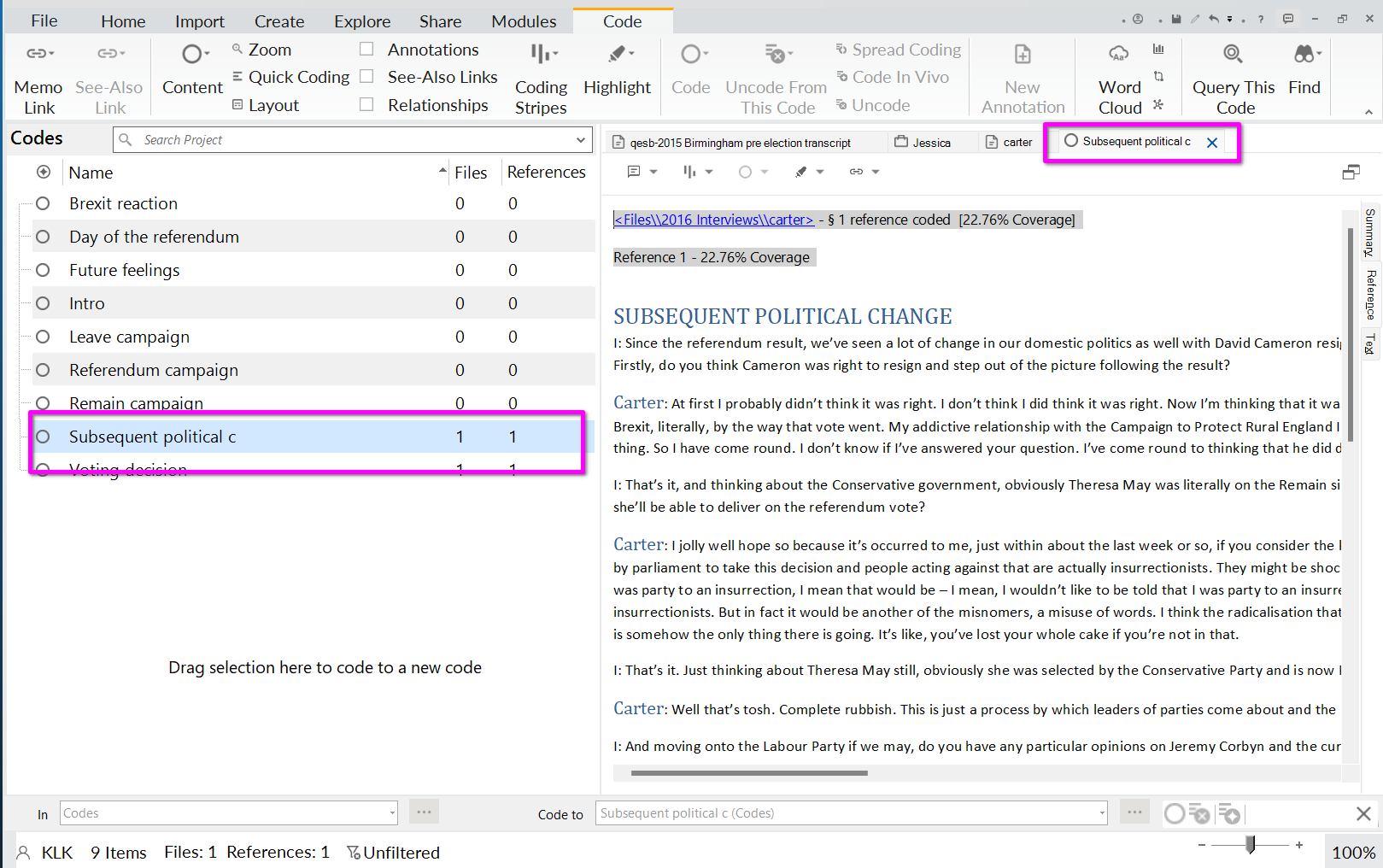 Creating new codes – SGSSS NVivo Guidance