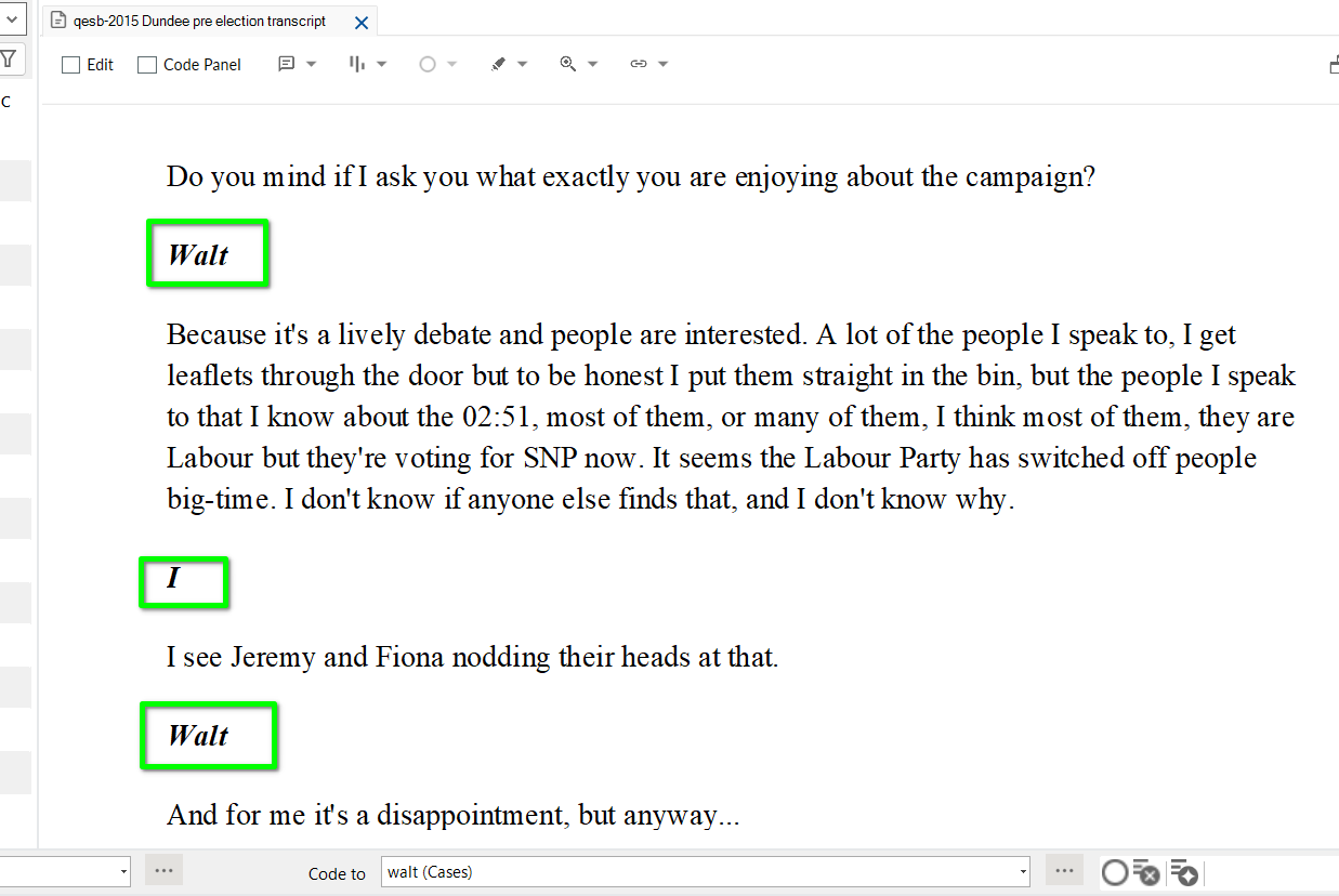 Coding material to cases – SGSSS NVivo Guidance